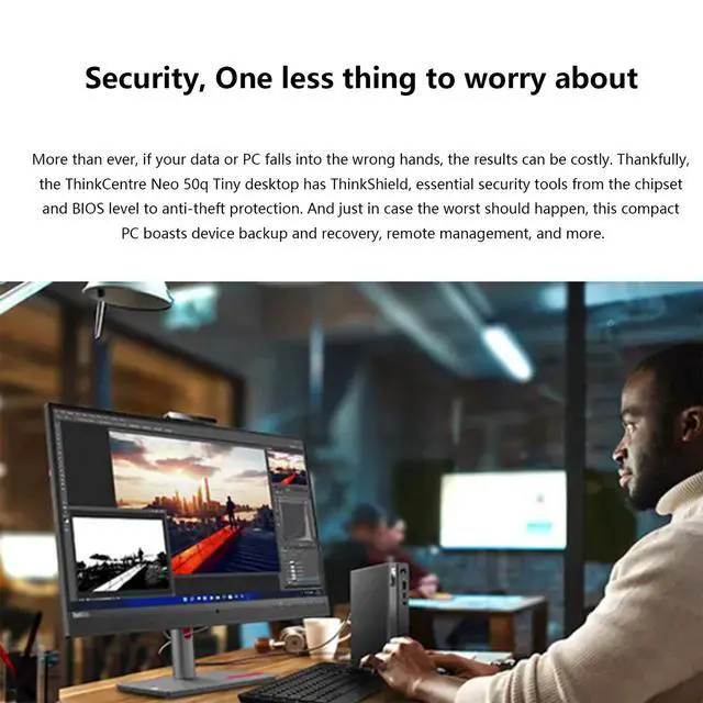 Alt view image 6 of 7 - Lenovo ThinkCentre neo 50q Business MFF Desktop, Intel Core i5 13420H, 8GB RAM, 512GB SSD, Support 2-Monitor 4K, DP, HDMI, Type-C, Wired KB & Mouse, Wi-Fi 6, Windows 11 Pro, w/Bundle