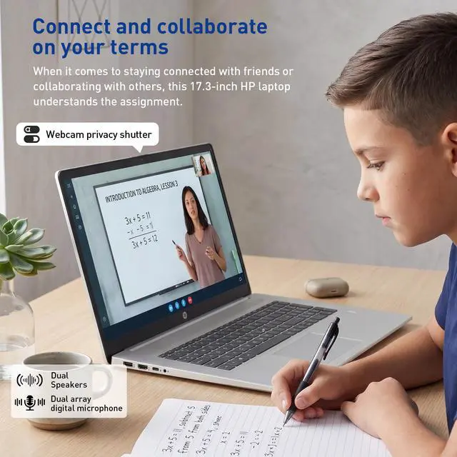 Alt view image 7 of 7 - HP 17.3" Touchscreen Laptop w/Microsoft 365, 8GB RAM, 128GB SSD, Webcam w/Shutter, Fingerprint Reader, Backlit Keyboard, Microsoft Copilot Key, Intel Quad-Core CPU, Win11, Lavender