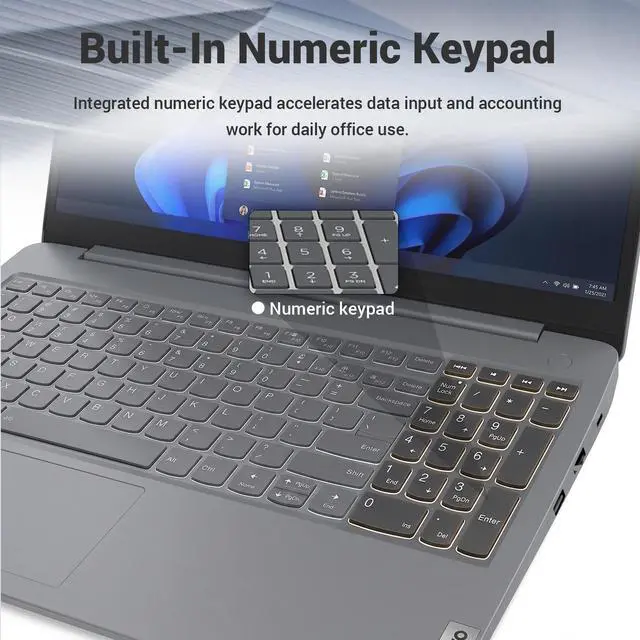 Alt view image 6 of 7 - Lenovo V-Series V15 Gen 6 Business Laptop, 15.6" FHD Display, AMD Ryzen 7 170, 16GB DDR5 RAM, 1TB PCIe M.2 SSD, Wi-Fi 6, Windows 11 Pro, Grey
