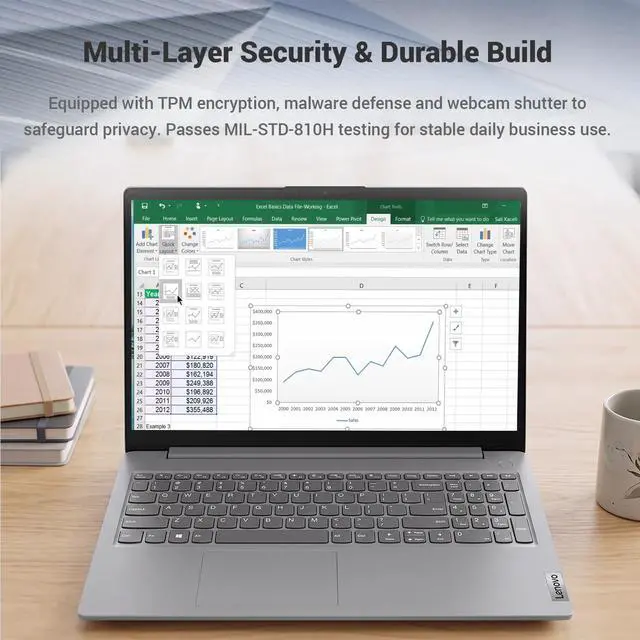 Alt view image 7 of 7 - Lenovo V-Series V15 Gen 6 Business Laptop, 15.6" FHD Display, AMD Ryzen 7 170, 16GB DDR5 RAM, 1TB PCIe M.2 SSD, Wi-Fi 6, Windows 11 Pro, Grey