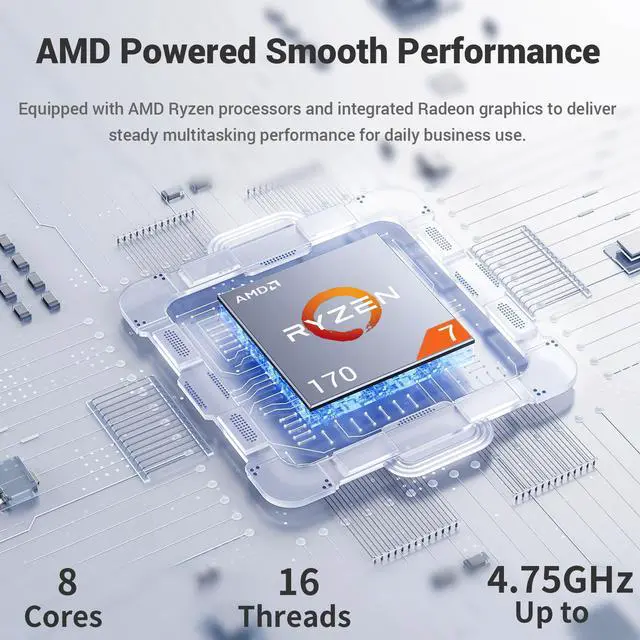 Alt view image 3 of 7 - Lenovo V-Series V15 Gen 6 Business Laptop, 15.6" FHD Display, AMD Ryzen 7 170, 16GB DDR5 RAM, 1TB PCIe M.2 SSD, Wi-Fi 6, Windows 11 Pro, Grey