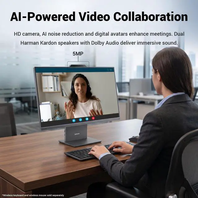 Alt view image 7 of 7 - Lenovo ThinkCentre neo 50a Business All-in-One, 23.8" FHD 100Hz Display, AMD Ryzen 5 220, 16GB DDR5 RAM, 1TB PCIe M.2 SSD, Wi-Fi 6, Windows 11 Pro, Black, w/Bundle