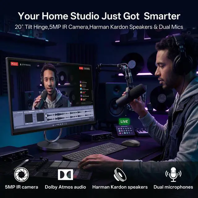 Alt view image 6 of 7 - Lenovo Yoga AIO 32i Premium All-in-One, 31.5" UHD Display, Intel Core Ultra 7 258V, NVIDIA GeForce RTX 4050, 32GB RAM, 1TB PCIe M.2 SSD, Wi-Fi 7, Windows 11 Pro, Grey, w/Bundle