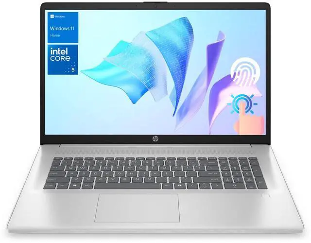 Main image of HP 17t Premium Laptop, 17.3" HD+ Touchscreen, Intel Core 5 120U, 32GB RAM, 2TB SSD, Wi-Fi 6, Windows 11 Home, Silver