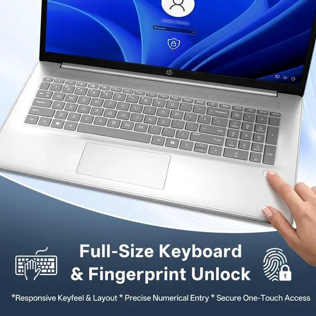 Alt view image 4 of 7 - HP 17t Premium Laptop, 17.3" HD+ Touchscreen, Intel Core 5 120U, 32GB RAM, 2TB SSD, Wi-Fi 6, Windows 11 Home, Silver, w/Bundle