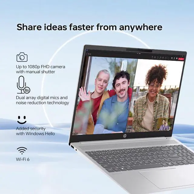 Alt view image 7 of 7 - HP 17t Premium Business Laptop, 17.3" HD+ Touchscreen, Intel Core Ultra 5 225U, 16GB DDR5 RAM, 2TB SSD, Fingerprint Reader, Webcam, Wi-Fi 6, Windows 11 Pro, Silver