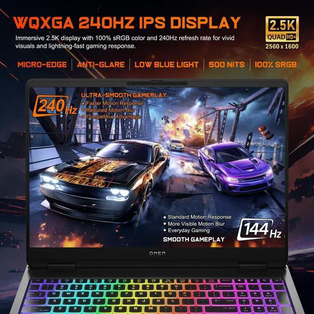 Alt view image 6 of 7 - HP Omen MAX 16 Gaming Laptop, 16" WQXGA 240Hz 500nits Screen, AMD Ryzen AI 9 HX 375, NVIDIA GeForce RTX 5070 Ti, 16GB DDR5 RAM, 1TB SSD, Per-Key RGB Backlit KB, Wi-Fi 7, Windows 11 Home, Black