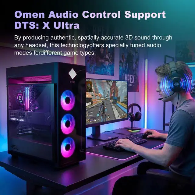 Alt view image 6 of 7 - HP Omen 45L Gaming Desktop, Intel Core Ultra 9 285K, NVIDIA GeForce RTX 5090, 128GB DDR5 RAM, 4TB PCIe M.2 SSD + 4TB SSD, Light Studio, Wi-Fi 6E, AI Ready, Windows 11 Pro, Black