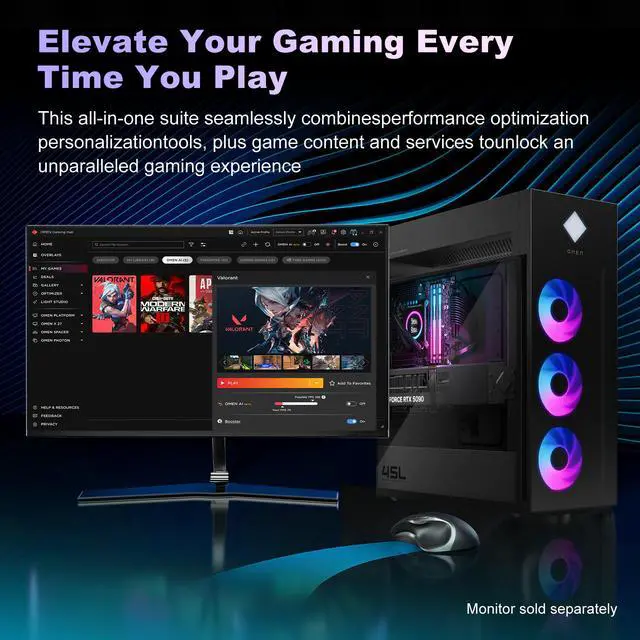 Alt view image 7 of 7 - HP Omen 45L Gaming Desktop, Intel Core Ultra 9 285K, NVIDIA GeForce RTX 5090, 128GB DDR5 RAM, 4TB PCIe M.2 SSD + 4TB SSD, Light Studio, Wi-Fi 6E, AI Ready, Windows 11 Pro, Black