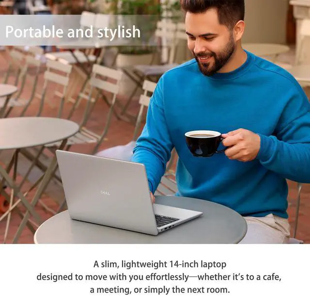 Alt view image 4 of 6 - Dell 14 Copilot+ Laptop, 14" FHD+ Display, AMD Ryzen AI 5 330, 16GB DDR5 RAM, 512GB SSD, Backlit Keyboard, Webcam, Type-C, Wi-Fi 6, Windows 11 Home, Silver