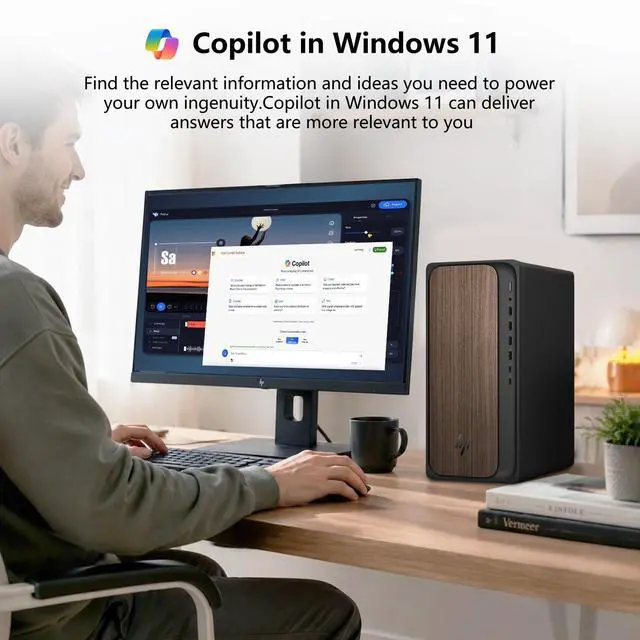 Alt view image 4 of 7 - HP OmniDesk M03 Premium Tower Desktop, Intel Core Ultra 7 265, 16GB DDR5 UDIMM, 512GB SSD, Wi-Fi 6, Windows 11 Home, Black