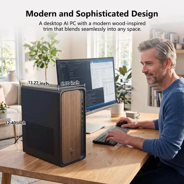 Alt view image 5 of 7 - HP OmniDesk M03 Premium Tower Desktop, Intel Core Ultra 7 265, 16GB DDR5 UDIMM, 512GB SSD, Wi-Fi 6, Windows 11 Home, Black
