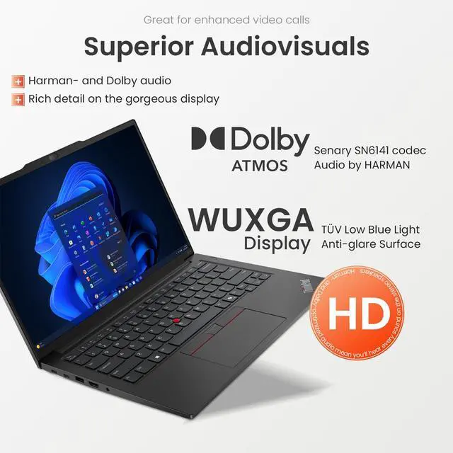 Alt view image 2 of 5 - LENOVO ThinkPad E14 Gen 7 Business Laptop, 14" FHD+, AMD Ryzen 7 250, 32GB RAM, 2TB SSD, Wi-Fi 6, Backlit Keyboard, Windows 11 Pro, Black