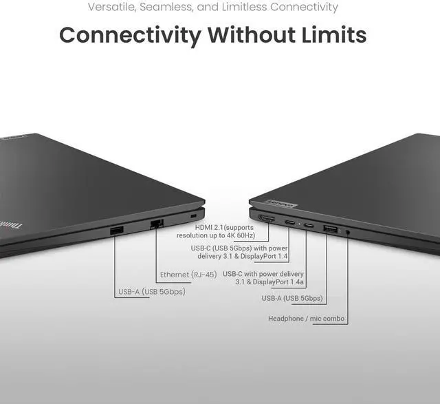 Alt view image 4 of 5 - LENOVO ThinkPad E14 Gen 7 Business Laptop, 14" FHD+, AMD Ryzen 7 250, 32GB RAM, 2TB SSD, Wi-Fi 6, Backlit Keyboard, Windows 11 Pro, Black
