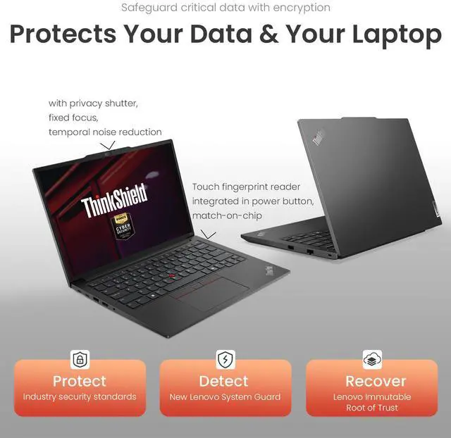 Alt view image 3 of 5 - LENOVO ThinkPad E14 Gen 7 Business Laptop, 14" FHD+, AMD Ryzen 7 250, 32GB RAM, 2TB SSD, Wi-Fi 6, Backlit Keyboard, Windows 11 Pro, Black