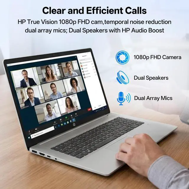 Alt view image 5 of 7 - HP Essential 17t-cn400 Premium AI Laptop, 17.3" Touchscreen, Intel Core 5 120U, 64GB RAM, 1TB SSD, Wi-Fi 6, Fingerprint Reader, Windows 11 Pro, Silver