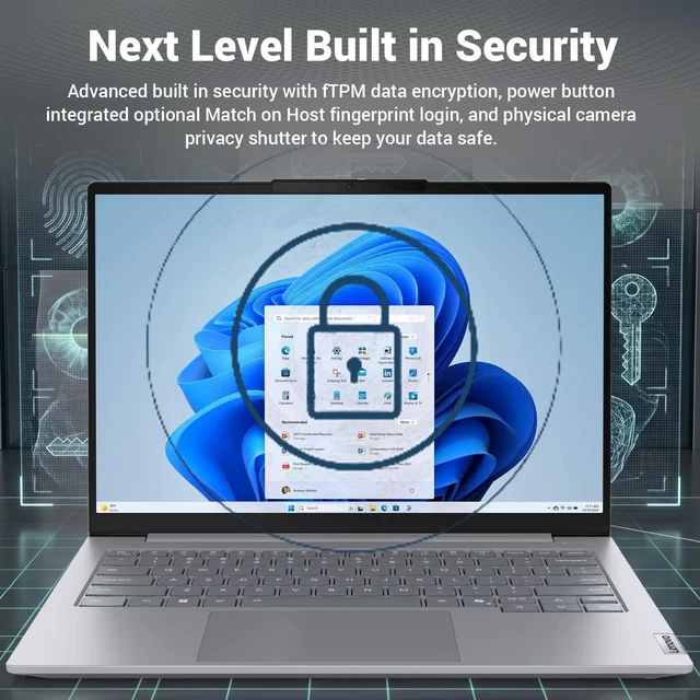 Alt view image 7 of 7 - Lenovo ThinkBook 14 Gen 8 Business Laptop, 14" FHD+, Intel Core Ultra 9 185H, 16GB DDR5 RAM, 512GB SSD, Wi-Fi 6, Windows 11 Pro, Backlit Keyboard, Grey
