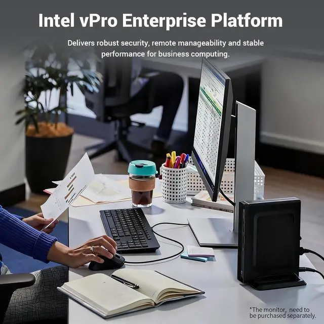 Alt view image 3 of 7 - HP ProDesk 400 G9 Business MFF Desktop, Intel Core i3-13100T, 8GB DDR4 RAM, 512GB SSD, Wi-Fi 6, Windows 11 Pro, Black