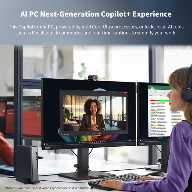 Alt view image 3 of 7 - LENOVO ThinkCentre neo 50q Business MFF Desktop, Intel Core Ultra 5 226V, 16GB RAM, 512GB SSD, Wi-Fi 6, Windows 11 Pro, PCO Bundle-ADATA UC310 64GB, Black