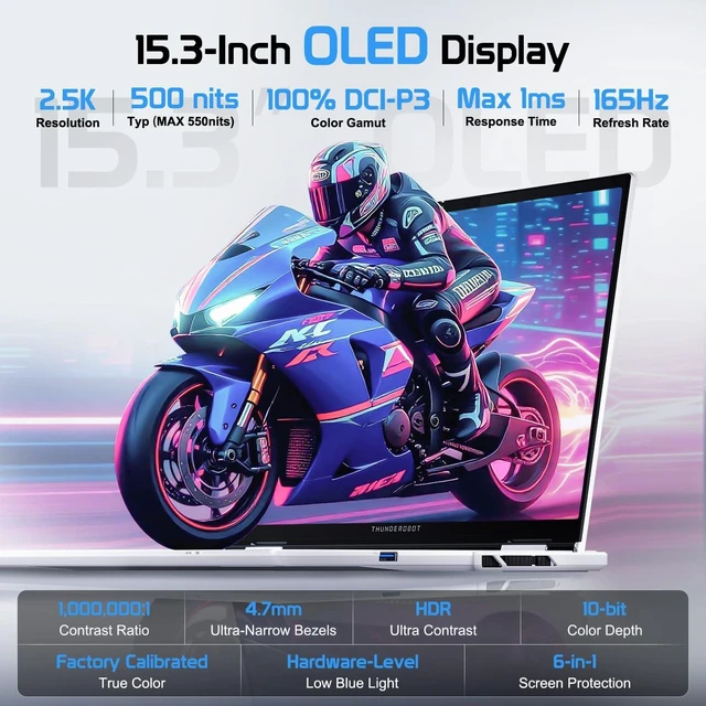 Alt view image 6 of 7 - Thunderobot ZERO 15 Gaming Laptop, 15.3" WQXGA 165Hz, Intel Core Ultra 7 356H, NVIDIA GeForce RTX 5060, 32GB DDR5 RAM, 1TB SSD, Wi-Fi 6, Windows 11 Home, RGB Backlit Keyboard, White