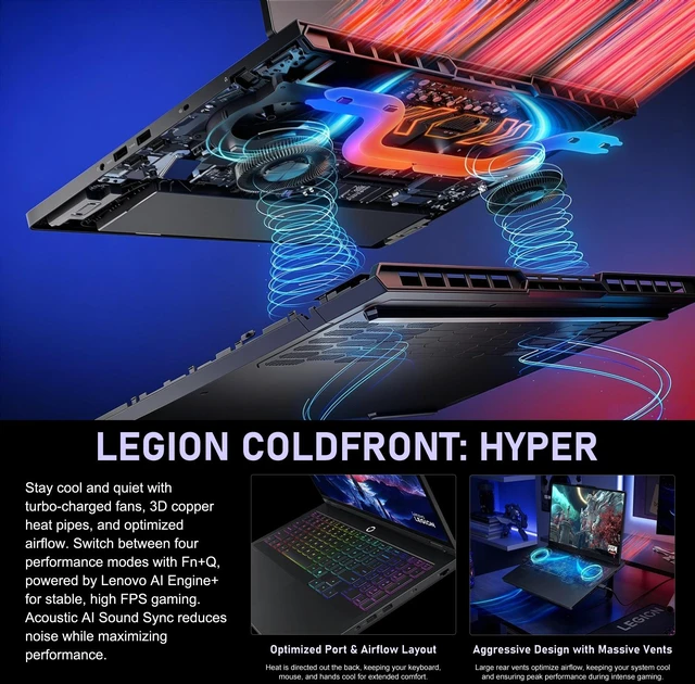 Alt view image 6 of 7 - Lenovo Legion Pro 5 Gen 10 Gaming Laptop, 16" WQXGA 240Hz, Intel Core i7-14650HX, NVIDIA GeForce RTX 5060, 16GB DDR5 RAM, 1TB SSD, Wi-Fi 7, Windows 11 Home, RGB Backlit Keyboard, Black