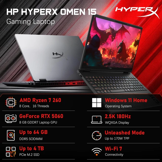 HP HyperX Omen 15-gb0261nr Gaming Laptop, 15.3