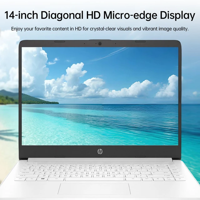 Alt view image 5 of 7 - HP Essential 14-dq3000dx Entry Laptop, 14"Screen, Intel Celeron N4500, 4GB RAM, 64GB eMMC, Wi-Fi 6, Windows 11 Home, White