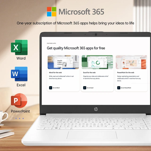 Alt view image 6 of 7 - HP Essential 14-dq3000dx Entry Laptop, 14"Screen, Intel Celeron N4500, 4GB RAM, 64GB eMMC, Wi-Fi 6, Windows 11 Home, White