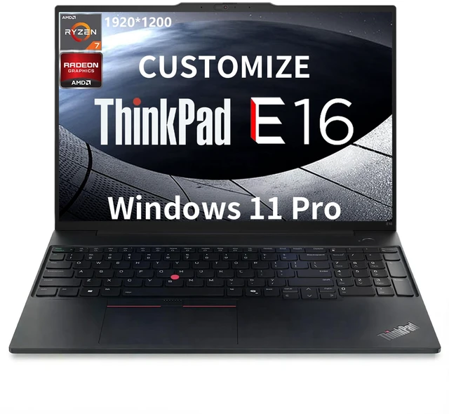 Main image of Lenovo ThinkPad E16 Gen 2 Business Laptop, 16" FHD+, AMD Ryzen 7 7735HS, 16GB DDR5 RAM, 512GB SSD, Wi-Fi 6, Windows 11 Pro, Black