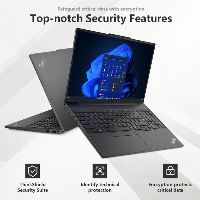 Alt view image 3 of 7 - Lenovo ThinkPad E16 Gen 2 Business Laptop, 16" FHD+, AMD Ryzen 7 7735HS, 16GB DDR5 RAM, 512GB SSD, Wi-Fi 6, Windows 11 Pro, Black