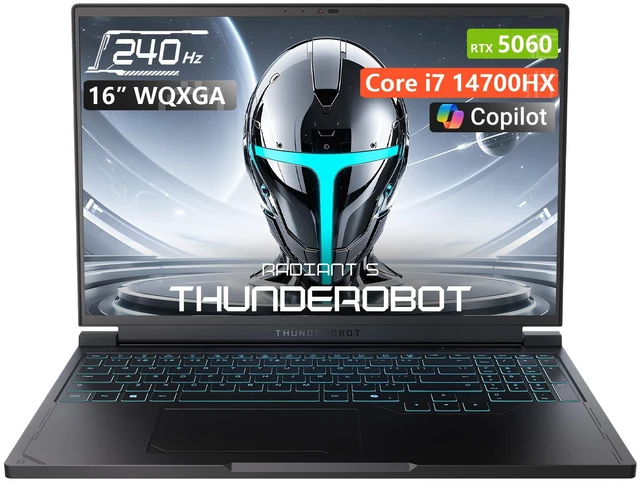 Main image of Thunderobot Radiant S 16 Gaming Laptop, 16" WQXGA 240Hz, Intel Core i7-14700HX, NVIDIA GeForce RTX 5060, 64GB DDR5 RAM, 4TB SSD, Wi-Fi 6, Windows 11 Home, RGB Backlit Keyboard, Black
