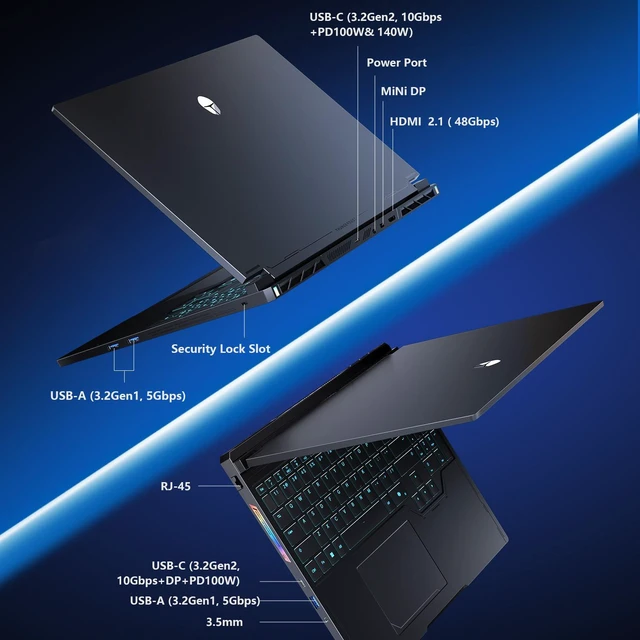 Alt view image 7 of 7 - Thunderobot Radiant S 16 Gaming Laptop, 16" WQXGA 240Hz, Intel Core i7-14700HX, NVIDIA GeForce RTX 5060, 64GB DDR5 RAM, 4TB SSD, Wi-Fi 6, Windows 11 Home, RGB Backlit Keyboard, Black