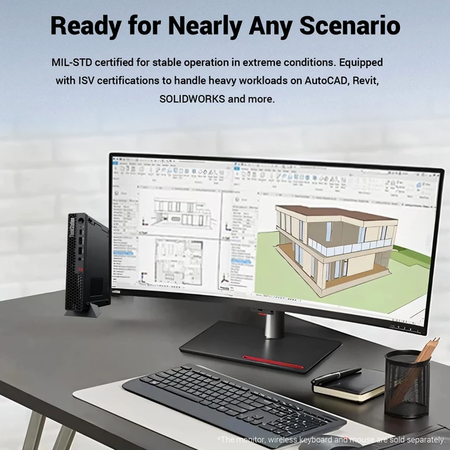 Alt view image 5 of 7 - Lenovo ThinkStation P3 Business Mini Desktop, Intel Core i5-14500, 16GB DDR5 RAM, 512GB SSD, Wi-Fi 6, Windows 11 Pro, Black