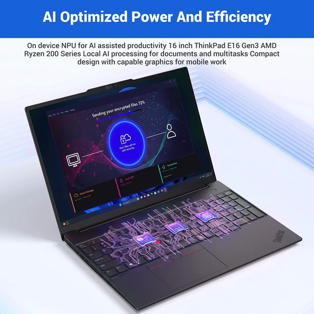 Alt view image 3 of 7 - Lenovo ThinkPad E16 Business Laptop, 16" FHD+ Display, AMD Ryzen 7 250, 32GB DDR5 RAM, 1TB PCIe SSD, Backlit KB, FP Reader, Wi-Fi 6, Windows 11 Pro, Black, w/PCO Bundle