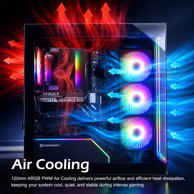 Alt view image 5 of 7 - CyberPowerPC Gamer Xtreme Gaming Tower Desktop, Intel Core Ultra 5 225F, NVIDIA GeForce RTX 5060, 32GB DDR5 UDIMM, 4TB SSD, Wi-Fi 6, Windows 11 Home, Black, RGB Wired Keyboard & Wired Mouse