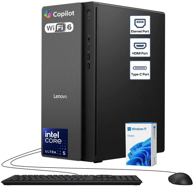Main image of Lenovo IdeaCentre Premium Tower Desktop, Intel Core Ultra 5 225, 32GB DDR5 UDIMM, 1TB SSD, Wi-Fi 6, Windows 11 Home, Grey, Wired Keyboard & Wired Mouse