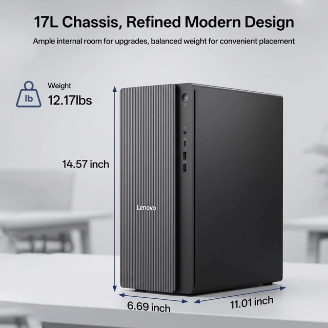 Alt view image 6 of 7 - Lenovo IdeaCentre Premium Tower Desktop, Intel Core Ultra 5 225, 32GB DDR5 UDIMM, 1TB SSD, Wi-Fi 6, Windows 11 Home, Grey, Wired Keyboard & Wired Mouse