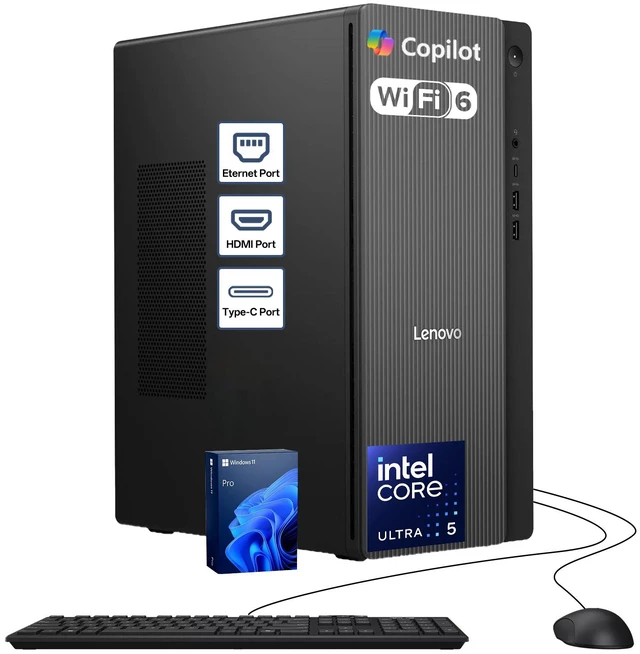 Main image of Lenovo IdeaCentre Premium Tower Desktop, Intel Core Ultra 5 225, 16GB DDR5 UDIMM, 2TB SSD, Wi-Fi 6, Windows 11 Pro, Grey, Wired Keyboard & Wired Mouse