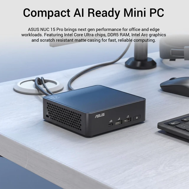 Alt view image 4 of 7 - ASUS NUC 15 Business Mini Desktop, Intel Core Ultra 5 225H, 64GB DDR5 RAM, 2TB SSD, Wi-Fi 7, Windows 11 Pro, Black