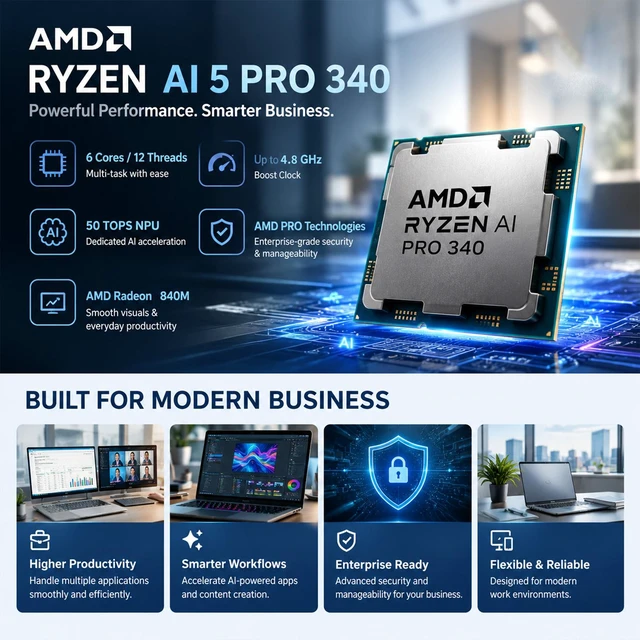 Alt view image 3 of 7 - HP EliteBook 8 G1a Business AI Laptop, 14" FHD+, AMD Ryzen AI 5 Pro 340, 16GB DDR5 RAM, 512GB SSD, Wi-Fi 6, Windows 11 Pro, Backlit Keyboard, Fingerprint Reader, AI Camera, Silver
