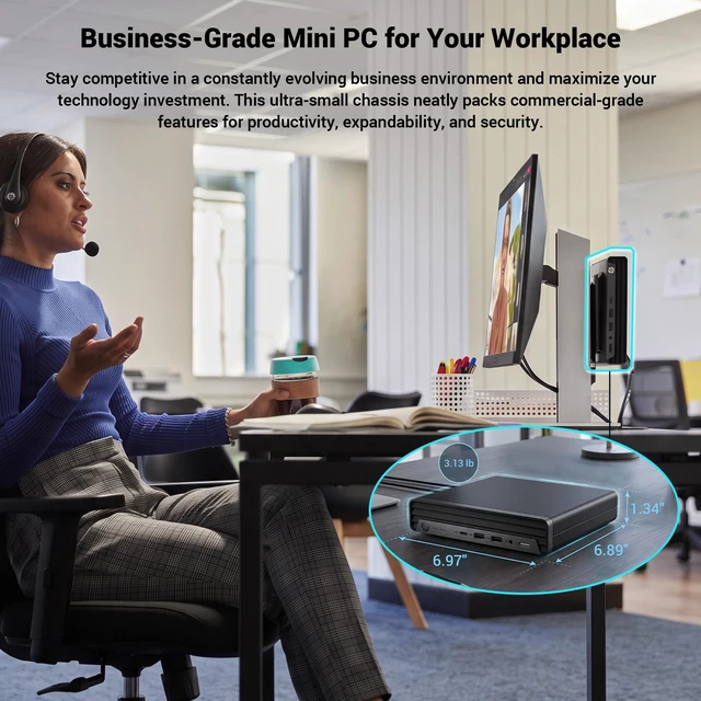 Alt view image 4 of 7 - HP ProDesk 400 G9 Business Mini Desktop, Intel Core i5-14500T, 64GB DDR5 RAM, 1TB SSD, Wi-Fi 6, Windows 11 Pro, Black, Wired Keyboard & Wired Mouse, HDMI, RJ45