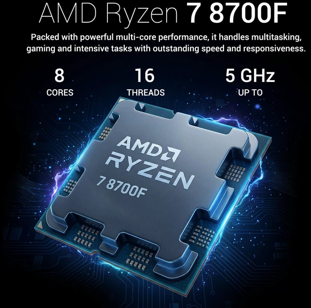 Alt view image 3 of 7 - MSI Codex Z2 Gaming Tower Desktop, AMD Ryzen 7 8700F, NVIDIA GeForce RTX 5060 Ti, 64GB DDR5 UDIMM, 2TB SSD, Wi-Fi 7, Windows 11 Home, Wired Keyboard & Wired Keyboard, RGB Backlit KB, HDMI, Black