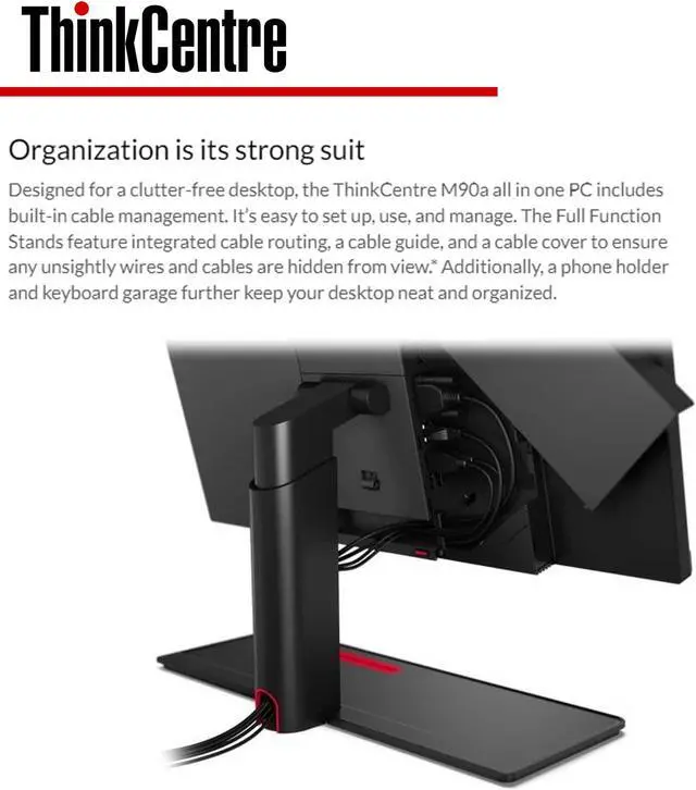 Alt view image 4 of 7 - Lenovo ThinkCentre M90 Business All-in-One Desktop, 23.8" FHD Screen, Intel Core i5-10500, 16GB RAM, 512GB SSD, Webcam, DVD-RW, DisplayPort, RJ-45, Wi-Fi 6, Windows 11 Pro