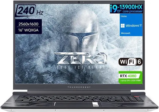 Alt view image 2 of 7 - Thunderobot ZERO (2024) Gaming Laptop, 16" QHD+ 240hz Display, Intel Core i9-13900HX, NVIDIA GeForce 4080, 64GB DDR5 RAM, 2TB SSD, RGB Backlit Keyboard, Wi-Fi 6, Windows 11 Home, White
