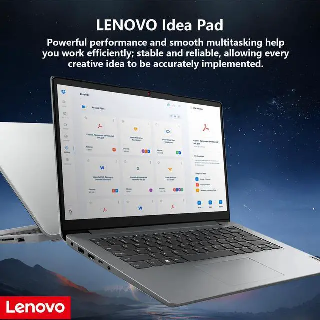 Alt view image 5 of 7 - Lenovo IdeaPad 1 Everyday Laptop, 14" HD Display, 4GB RAM, 384GB Storage(128GB eMMC + 256GB PCIe), 1 Yr Office 365 Included, Intel Core Processor, SD Card Reader, HDMI, Wi-Fi 6, Win 11 Home, Grey