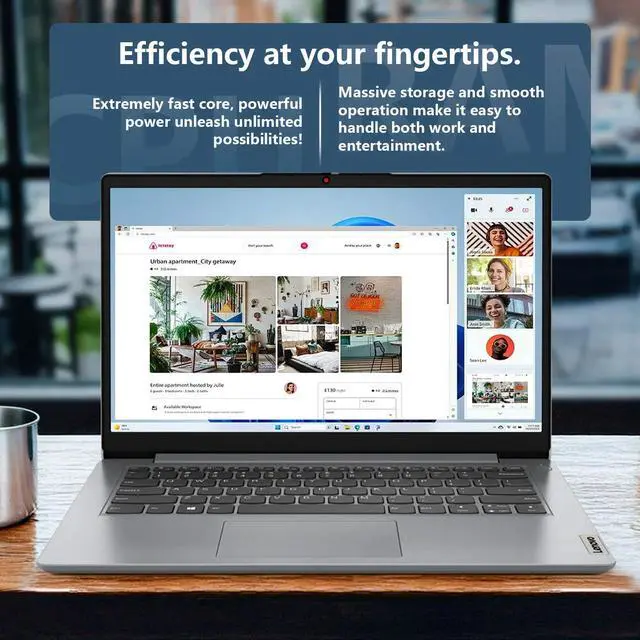Alt view image 7 of 7 - Lenovo IdeaPad 1 Everyday Laptop, 14" HD Display, 4GB RAM, 384GB Storage(128GB eMMC + 256GB PCIe), 1 Yr Office 365 Included, Intel Core Processor, SD Card Reader, HDMI, Wi-Fi 6, Win 11 Home, Grey