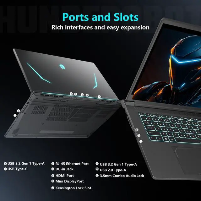Alt view image 7 of 7 - Thunderobot Storm 17 Gaming Laptop, 17.3" QHD 165Hz, Intel Core i7-13620H, GeForce RTX 5060, 64GB DDR5, 2TB SSD, Wi-Fi 6, Windows 11 Home