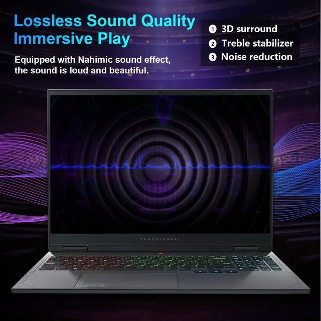 Alt view image 7 of 7 - Thunderobot Radiant 16 Gaming Laptop, 16" WQXGA 240Hz,Intel i7-14650HX, GeForce 4060, 32GB RAM, 1TB SSD, Windows 11 Home, Gray
