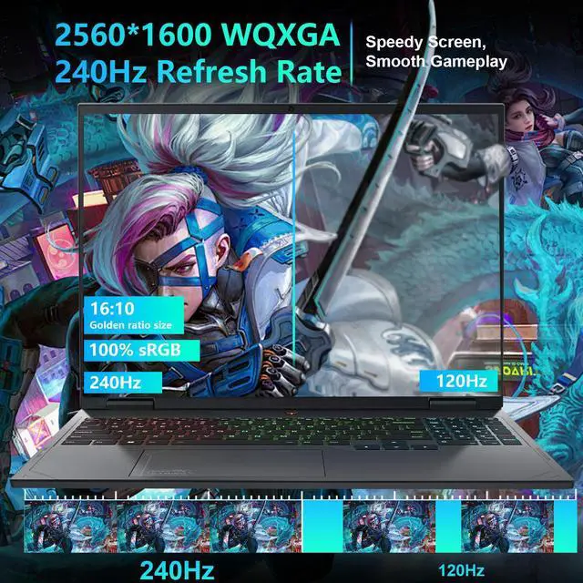 Alt view image 4 of 7 - Thunderobot Radiant 16 Gaming Laptop, 16" WQXGA 240Hz,Intel i7-14650HX, GeForce 4060, 64GB RAM, 2TB SSD, Windows 11 Home, Gray