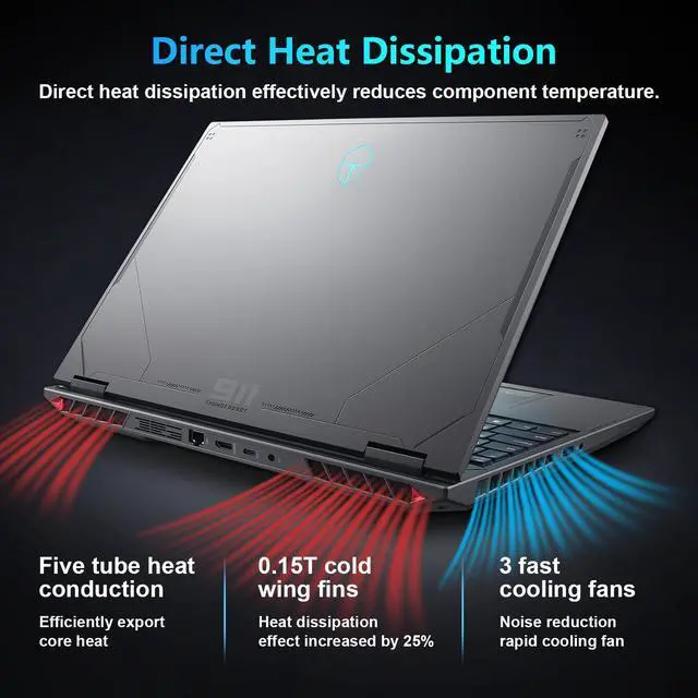 Alt view image 5 of 7 - Thunderobot Radiant 16 Gaming Laptop, 16" WQXGA 240Hz,Intel i7-14650HX, GeForce 4060, 16GB RAM, 512GB SSD, Windows 11 Home, Gray